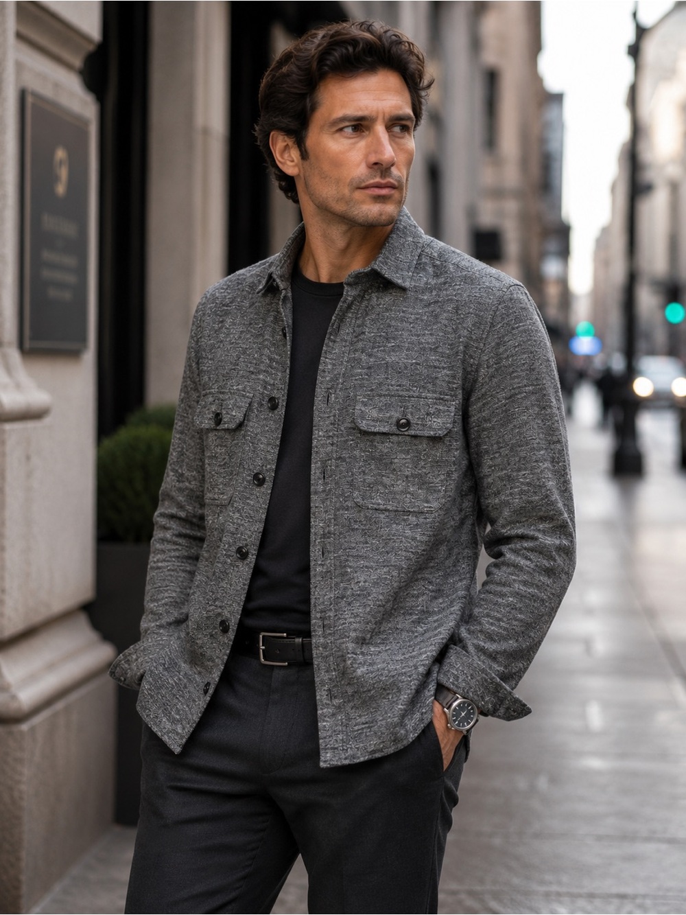 Frank & Oak Heather Gray Quilted Lined Shacket Mens Sz S